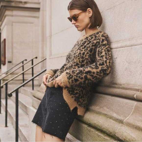 Sold ❌Madewell alpaca & wool blend NWT Animal Print Sweatet Sz small Oversized - Picture 3 of 7